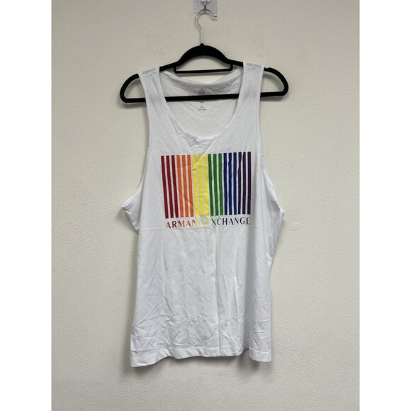 A|X ARMANI EXCHANGE Men's Pride Graphic Tank Top White Size Large - Picture 2 of 6